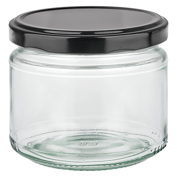 330ml kulat&#225; sklenice s v&#237;&#269;kem BasicSeal &#269;ern&#225; UNiTWIST