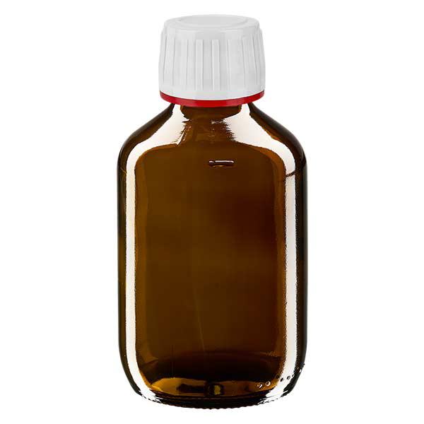 200ml lahvička na léky hnědá, uzávěr bílý s kroužkem proti neoprávněné manipulaci červený ApoGlas 200ml lahvička na léky hnědá, uzávěr bílý s kroužkem proti neoprávněné manipulaci červený ApoGlas