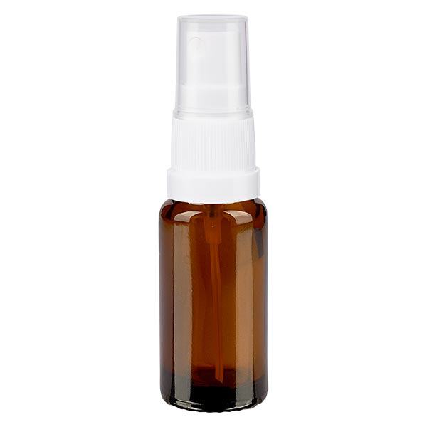 Lékárenská lahvička hnědá 10ml s rozprašovacím uzávěrem bílá Lékárenská lahvička hnědá 10ml s rozprašovacím uzávěrem bílá