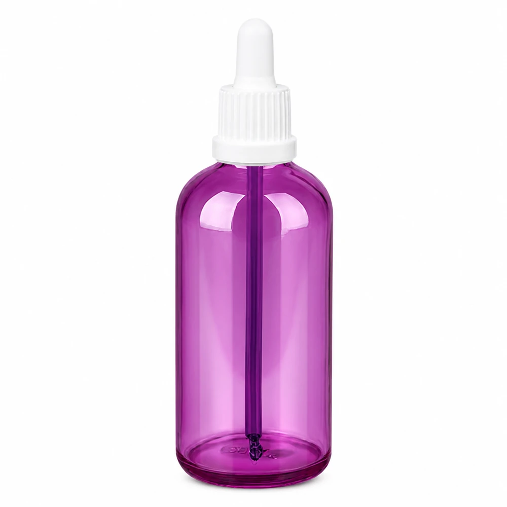 Violette 100ml Tropferflasche mit weißem Schraubverschluss für genaue Flüssigkeitsdosierung