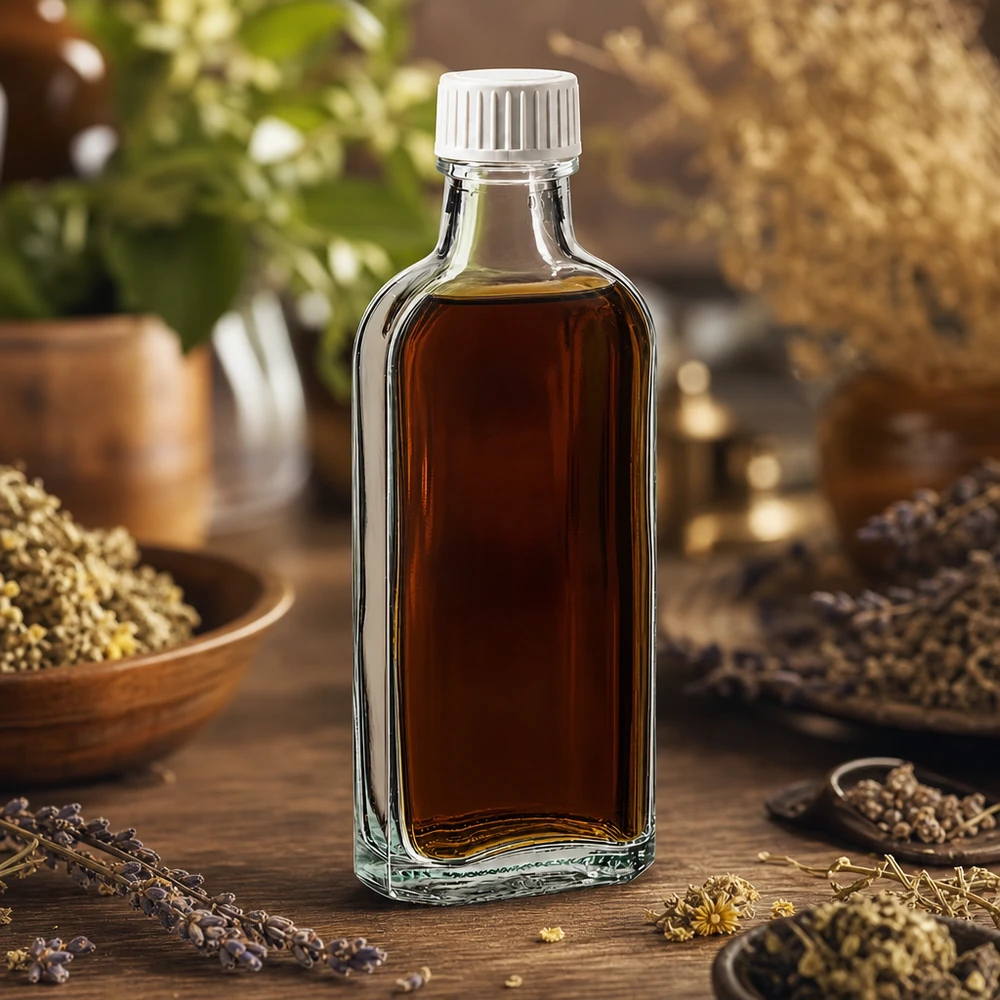 100 ml čirý šroubovací uzávěr Meplat s pěnovou vložkou PE. Flachmann Glasflasche 100ml klar ideal für Kräuteröle Tinkturen und Naturheilmittel