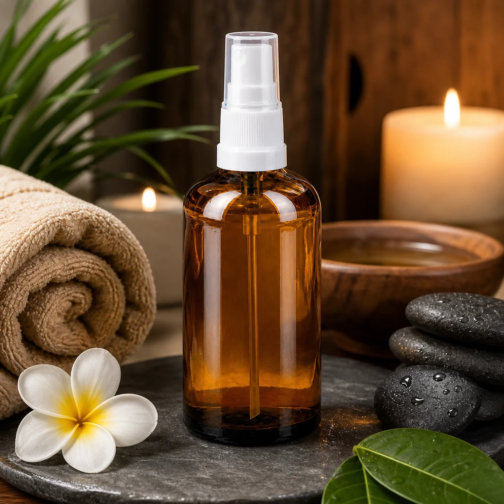 Handliche 100ml Glassprühflasche in Apothekerqualität mit gleichmäßiger Sprühverteilung für Aromatherapie