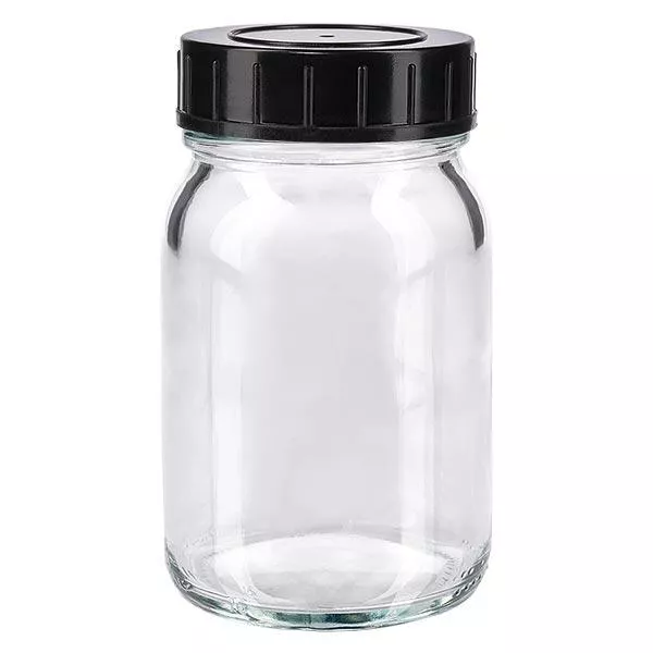 200ml láhev se širokým hrdlem z čirého skla se šroubovacím uzávěrem