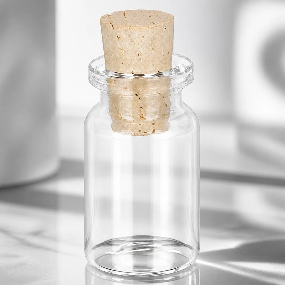 Skleněná lahvička z čirého skla 5 ml se zátkou 11/14 mm Klarglas Aufbewahrungsflasche 5ml mit Korken 11/14mm für Schmuck Perlen und Kleinteile
