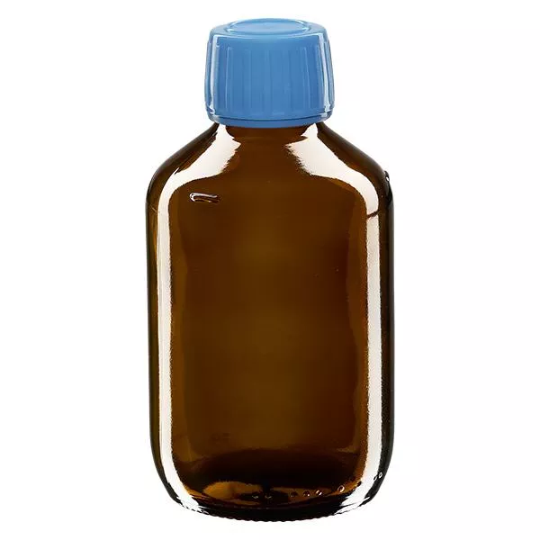 200ml lahvička na léky hnědá, modrý uzávěr s tamper-evidentním kroužkem ApoGlas 200ml lahvička na léky hnědá, modrý uzávěr s tamper-evidentním kroužkem ApoGlas