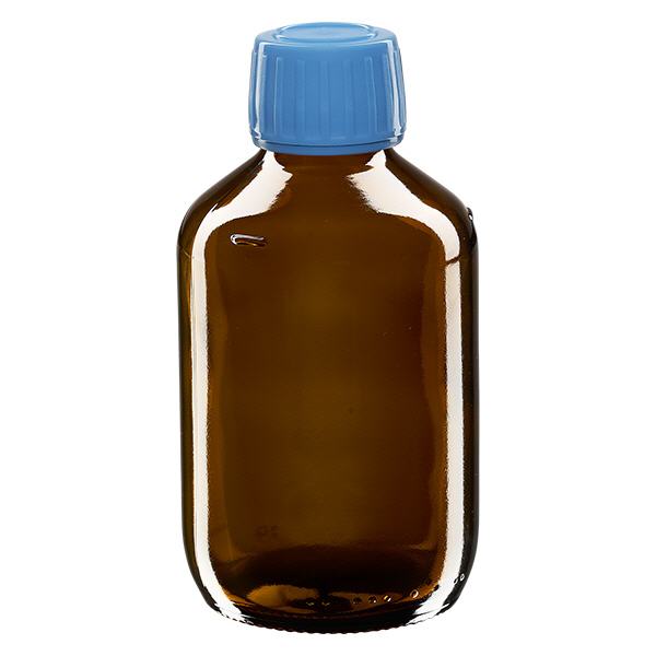 200ml lahvička na léky hnědá, modrý uzávěr s tamper-evidentním kroužkem ApoGlas 200ml lahvička na léky hnědá, modrý uzávěr s tamper-evidentním kroužkem ApoGlas