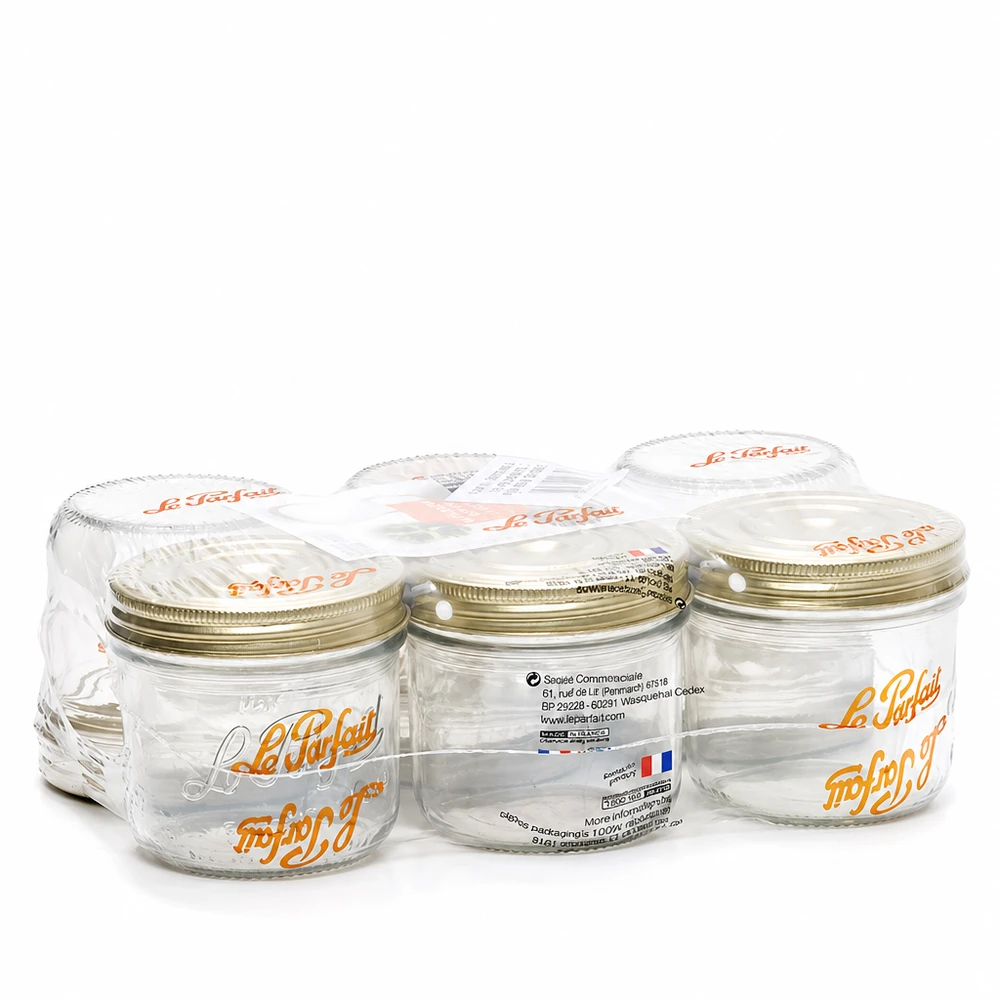 Sechserpack 539ml Sturzglas Familia Wiss mit 2-teiligem Schraubdeckel Le Parfait in Plastikverpackung