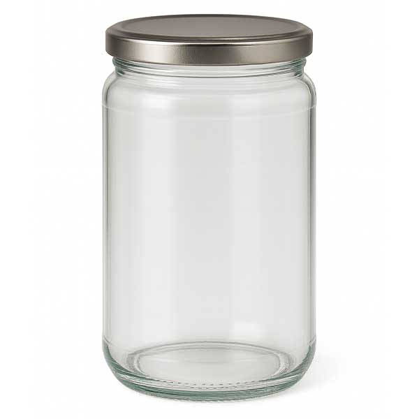 305ml kulatá skleněná nádoba s víčkem BasicSeal stříbrná UNiTWIST.