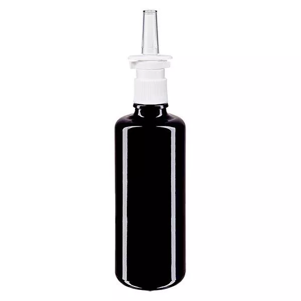 Lékárenská lahvička violet 100ml nosní rozprašovač bílá standardní Lékárenská lahvička violet 100ml nosní rozprašovač bílá standardní