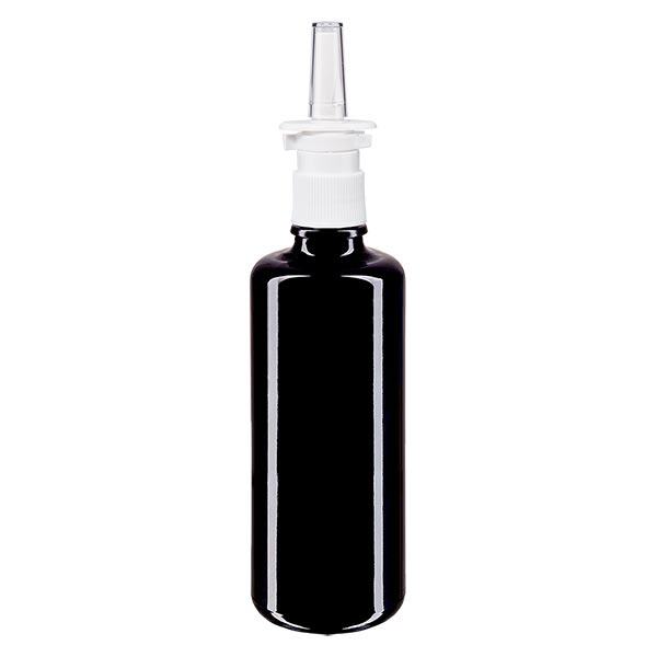 Lékárenská lahvička violet 100ml nosní rozprašovač bílá standardní Lékárenská lahvička violet 100ml nosní rozprašovač bílá standardní