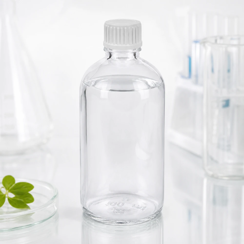 100ml lahvička s kapátkem 0,9 mm bílá standardní uzávěr ClearLine UT18/100 Hochwertige 100ml Glasflasche mit weißem 0.9mm Tropfverschluss ClearLine UT18 Standardausführung