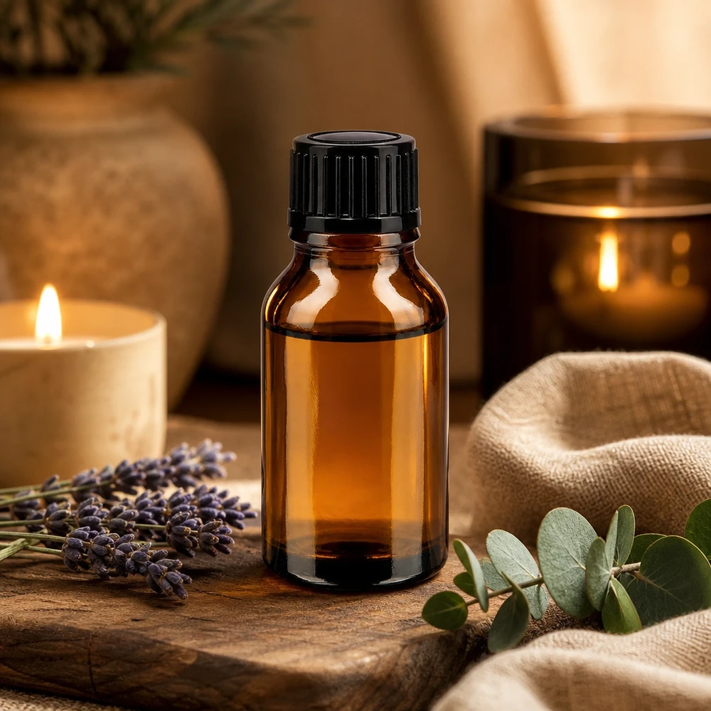 Lékárenská láhev hnědá 15ml kapátko uzávěr 1mm černý standardní Hochwertige Tropfflasche 15ml aus dunklem Schutzglas mit schwarzem Verschluss für Essenzen