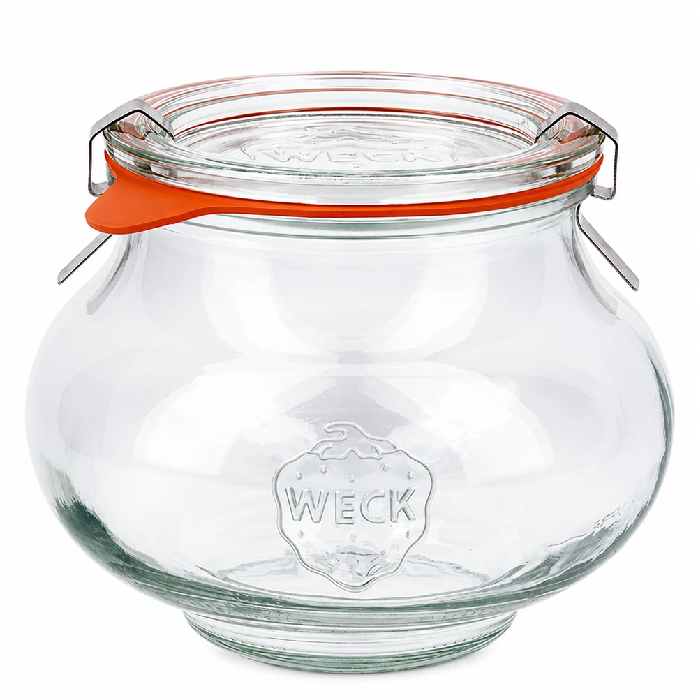 560ml dóza na šperky kompletní WECK RR80 WECK Schmuckglas 560ml mit Glasdeckel und Gummiring, bauchige Form, Einmachglas mit Bügelverschluss RR80