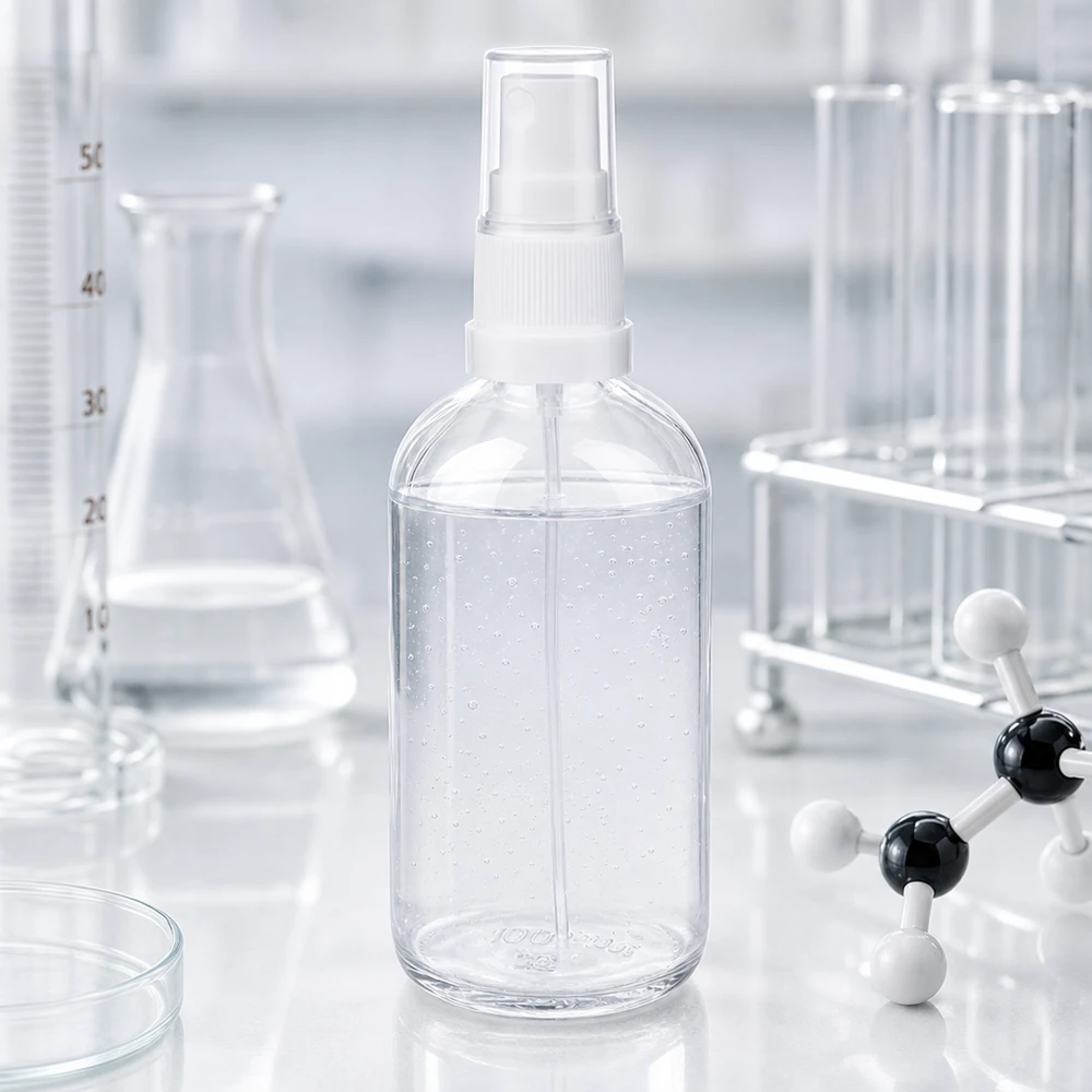 100ml lahvička s rozprašovačem bílá/průhledný standardní uzávěr ClearLine UT18/100 100ml Kunststoff-Sprühflasche ClearLine UT18 weiß befüllt mit klarer Flüssigkeit