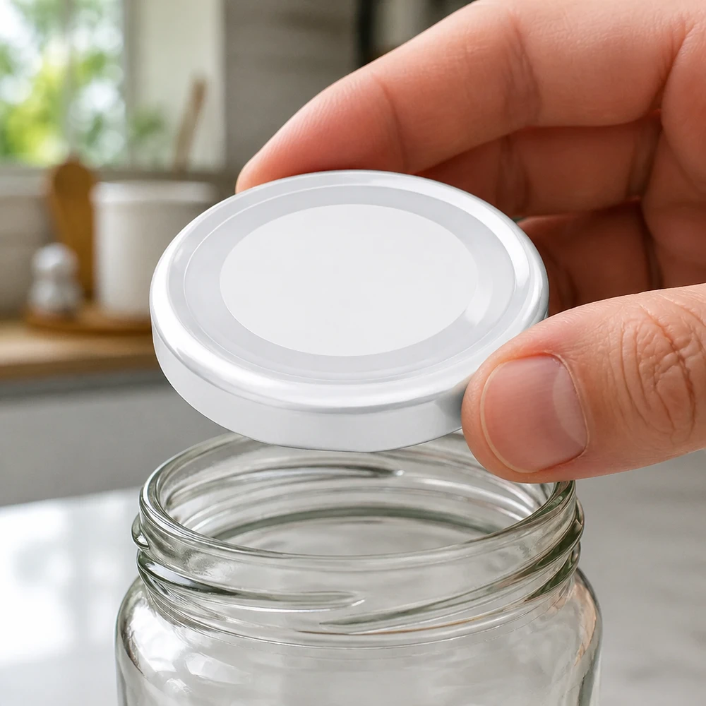 48mm víko BasicSeal bílé (TO48) UNiTWIST Bílé odšroubovací víčko 48 mm TO48 se nasadí na prázdnou skleněnou nádobu