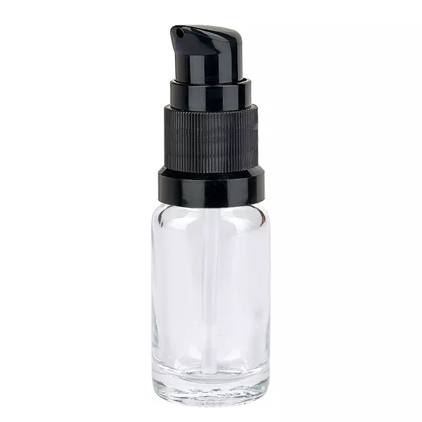 10ml lahvička s pumpičkou černá standardní uzávěr ClearLine UT18/10 10ml ClearLine Flasche mit schwarzer STD Pumpe für Serum Öl und Pflegeprodukte