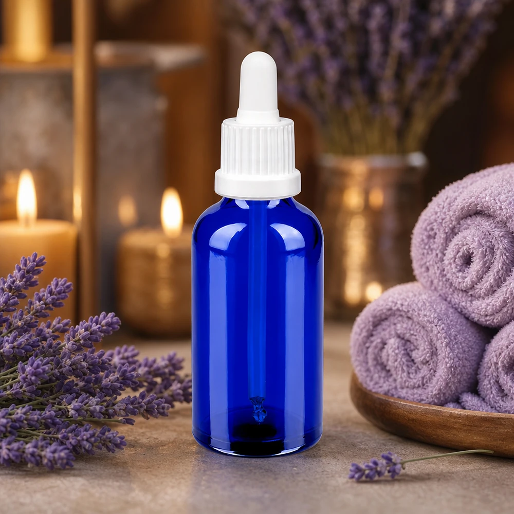 50ml pipetovací láhev bílá s uzávěrem proti neoprávněné manipulaci BlueLine UT18/50 50ml Apothekerflasche mit Pipette OV BlueLine UT18/50 für professionelle Anwendungen
