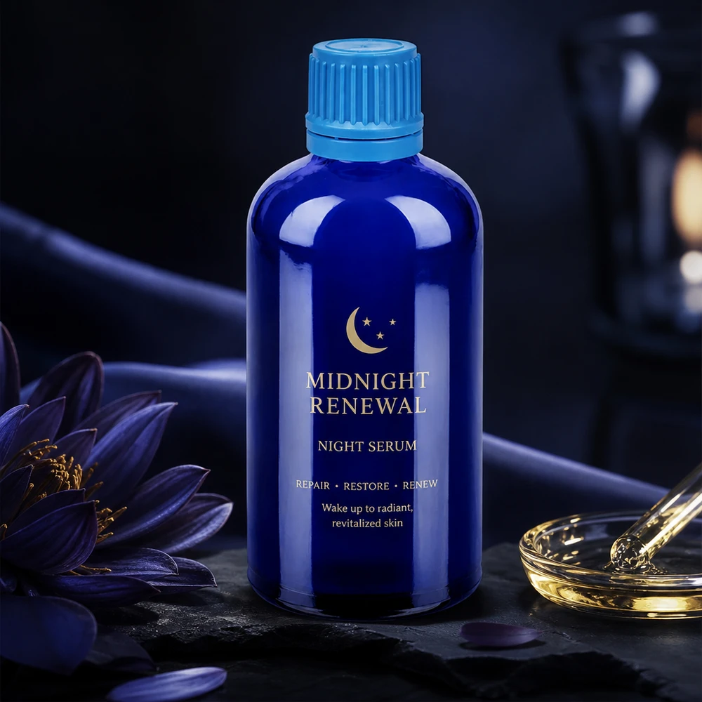 Wiederverwendbare 100ml blaue Glasflasche mit auslaufsicherem Schraubverschluss für Naturkosmetik
