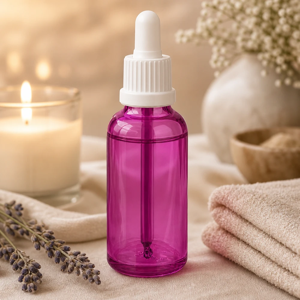 30ml lahvička s pipetou bílá originalita šroubovací uzávěr PurpleLine UT18/30 30ml Pipettenflasche PurpleLine violett mit weißer Kappe für sichere Aufbewahrung von Wirkstoffen