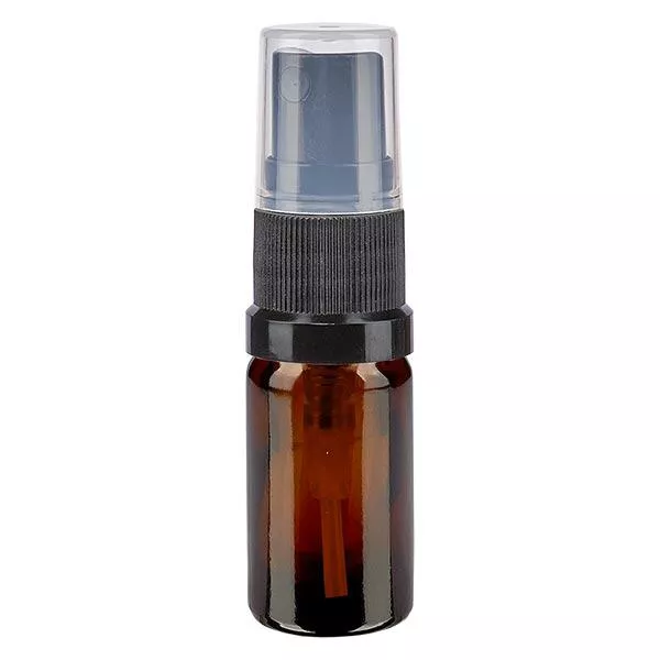Lékárenská lahvička hnědá 5ml rozprašovací uzávěr černý