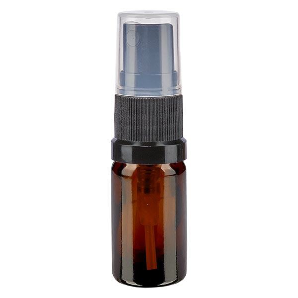 Lékárenská lahvička hnědá 5ml rozprašovací uzávěr černý Lékárenská lahvička hnědá 5ml rozprašovací uzávěr černý