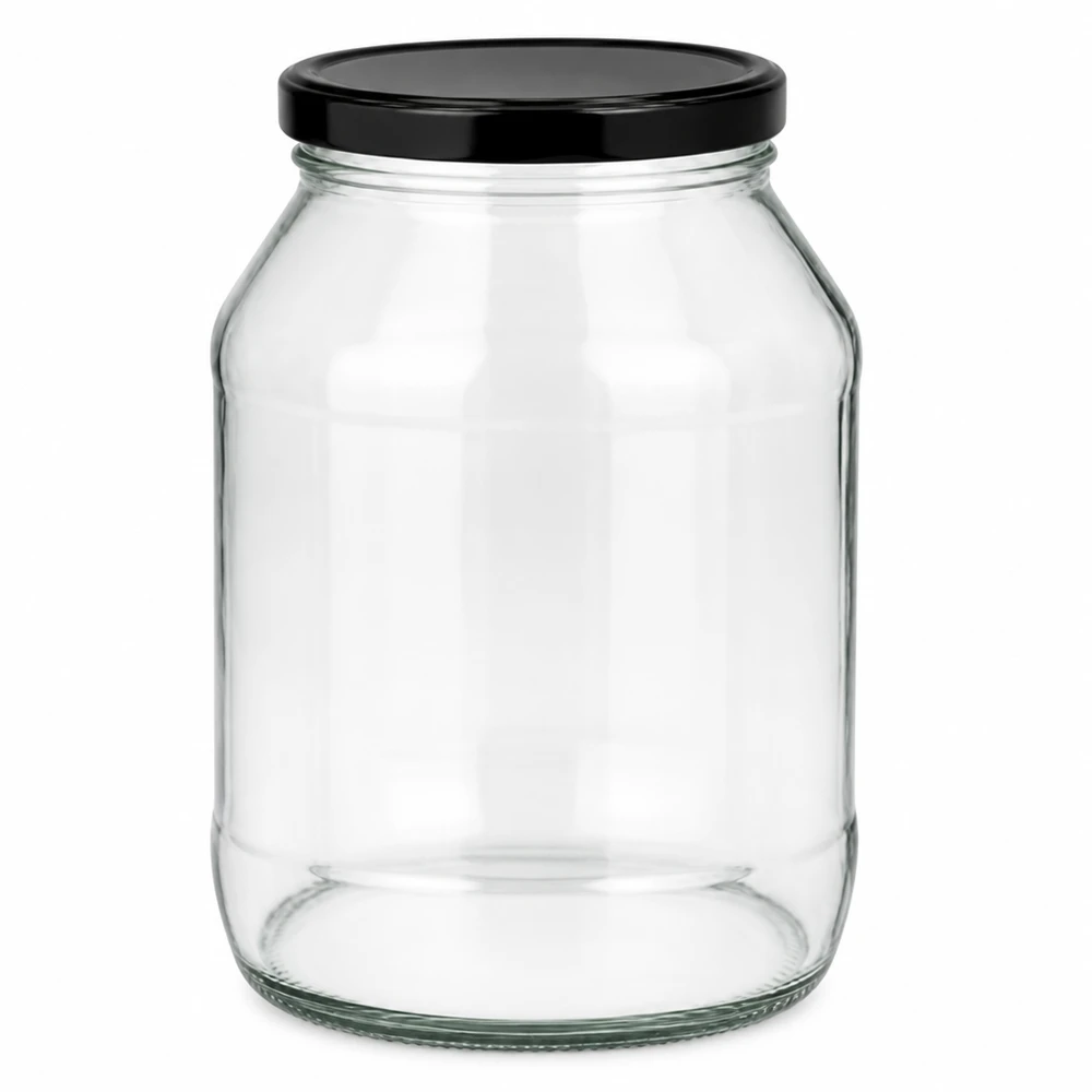 2650ml Rundglas mit schwarzem BasicSeal Deckel - Großes Vorratsglas für Küche und Haushalt von Glas-Fabrik.de