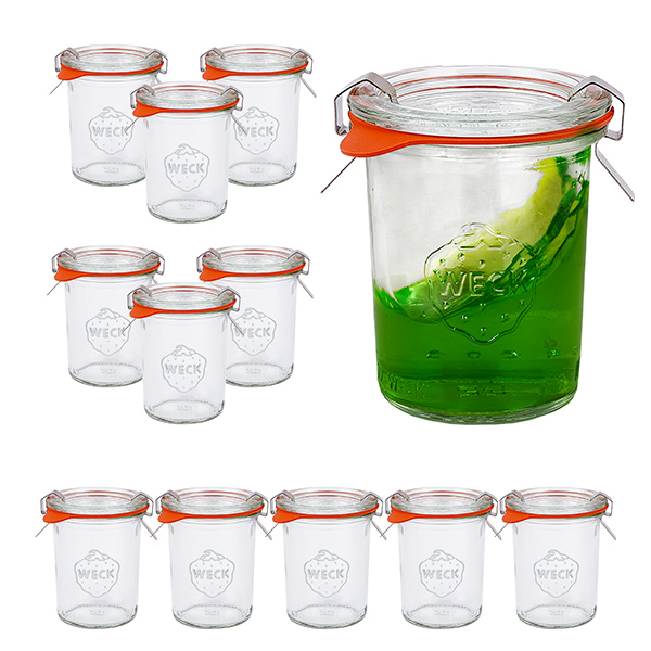 Sada 12 sklenic Weck o objemu 160 ml s 12 skleněnými víčky,