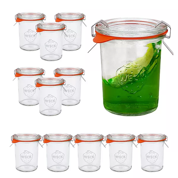 Sada 12 sklenic Weck o objemu 160 ml s 12 skleněnými víčky, Sada 12 sklenic Weck o objemu 160 ml s 12 skleněnými víčky,