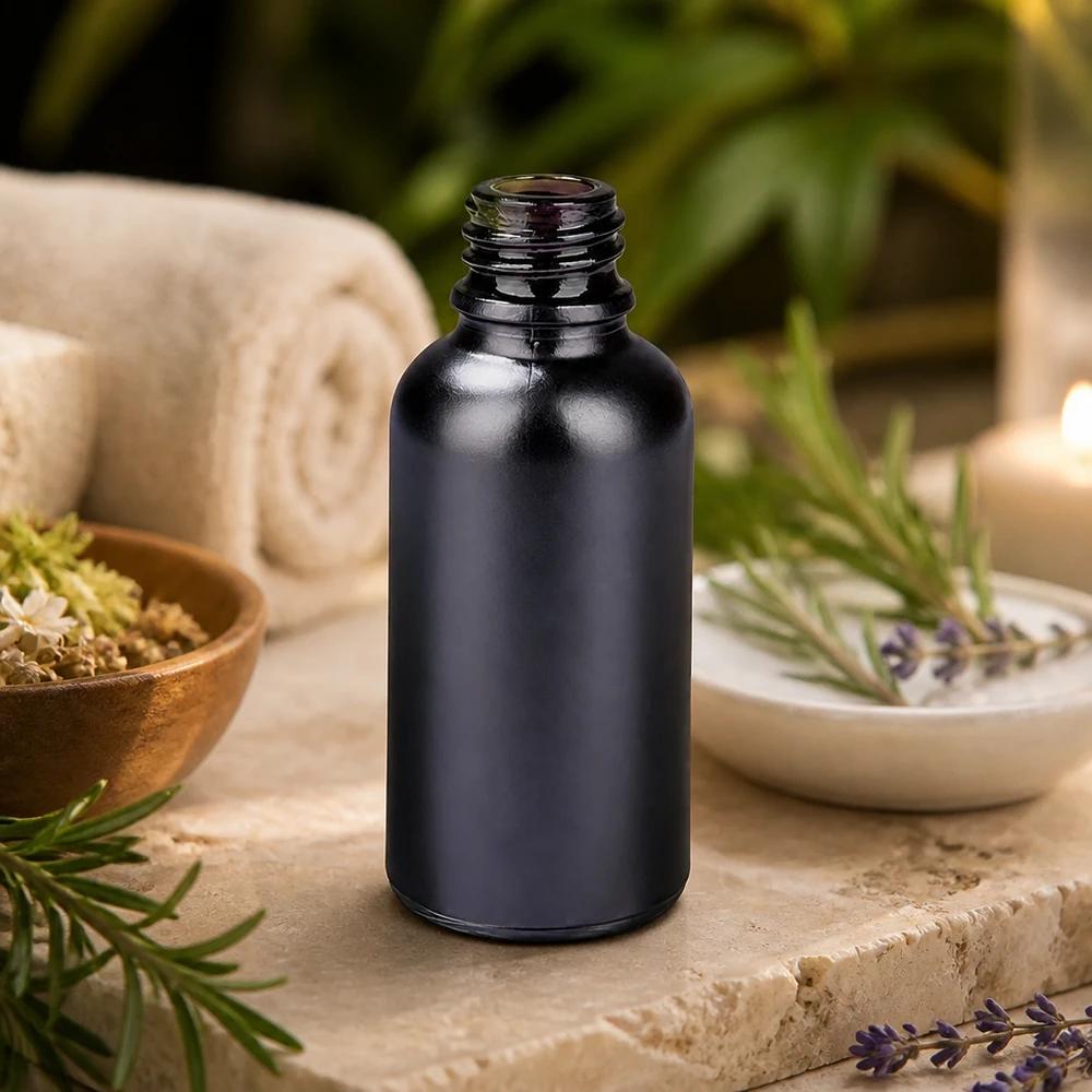 30ml dávkovací láhev BlackLine UT18/30 UNiTWIST Nachhaltige 30ml Apothekerflasche BlackLine UT18/30 aus recycelbarem Glas für Naturkosmetik
