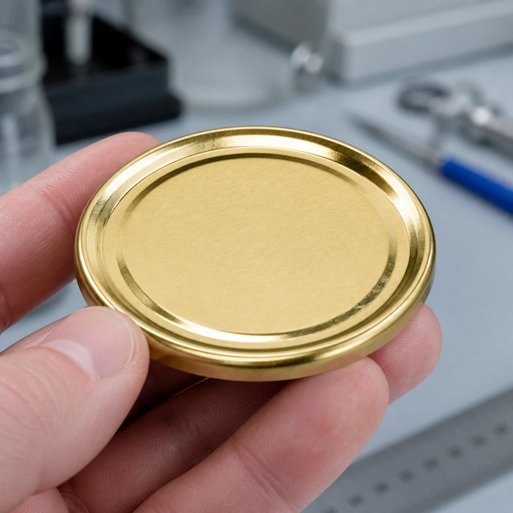 UNiTWIST TO70 zlaté kovové víčko – detailní záběr lesklého povrchu, BioSeal, BPA-NI, konzervace unitemp