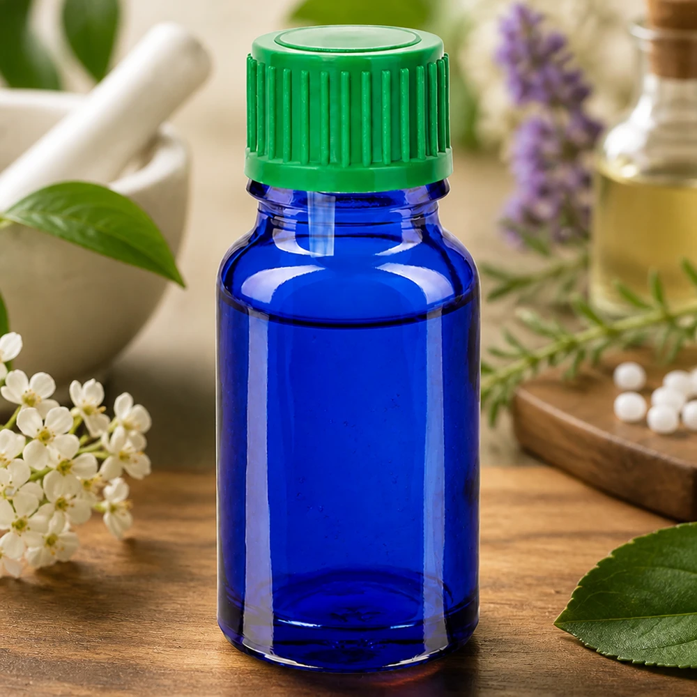 10ml lahvička s kapátkem 0,8 mm zelená standardní uzávěr BlueLine UT18/10 Handliche 10ml Glasflasche blau grün für mobile Anwendung und Reisen