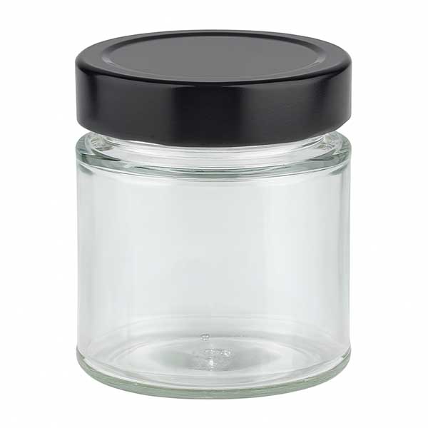 154ml kulatá sklenice + víčko BasicSeal černé hluboké UNiTWIST