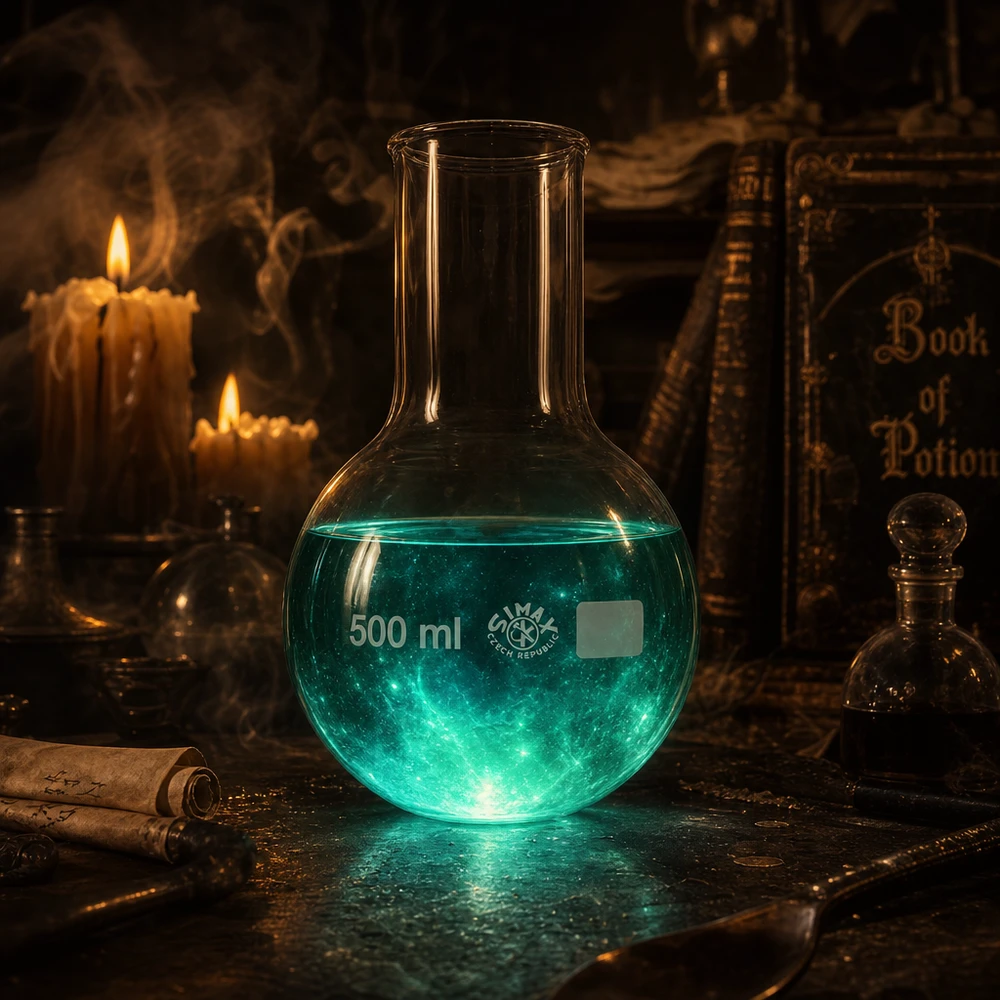Baňka s kulatým dnem 500ml se širokým hrdlem Laborkolben 500ml mit weitem Hals und glatter Oberfläche für chemische Experimente
