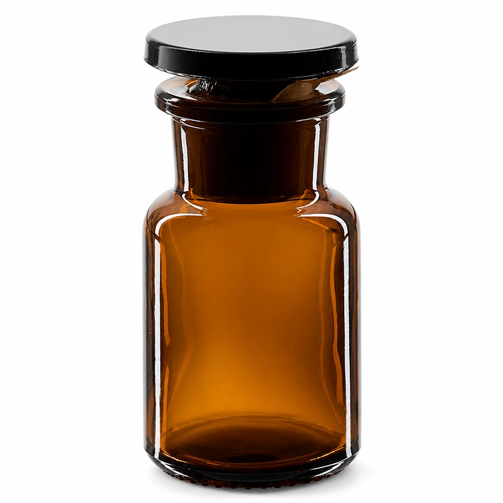 Láhev s kulatým ramenem 50ml hnědá skleněná zátka se širokým hrdlem Kompakte 50ml Rundschulterflasche Braunglas Weithals mit luftdichtem Glasstopfen
