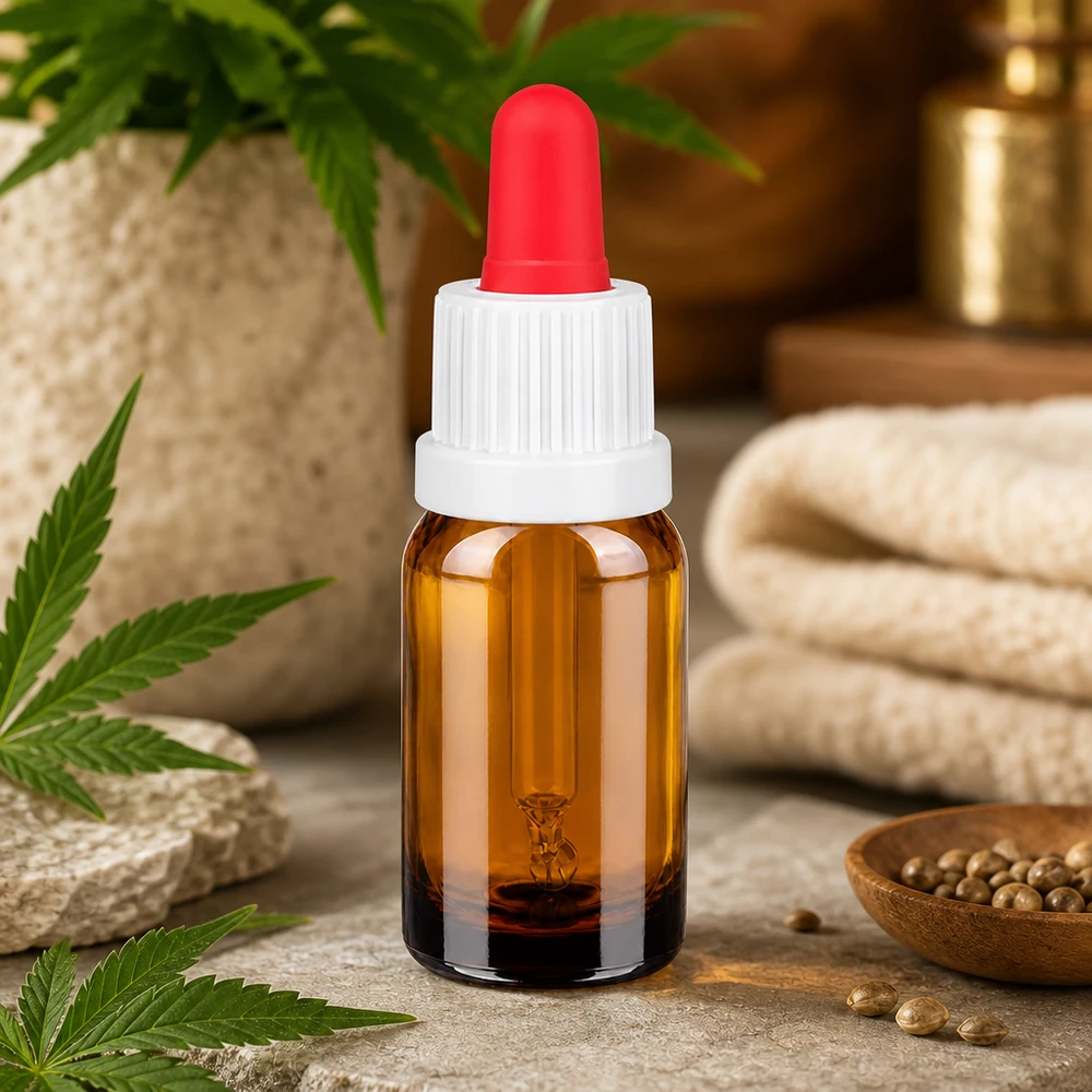10ml pipetovací láhev bílá/červený uzávěr s ochranou proti manipulaci BrownLine UT18/10 10ml Glasflasche mit weißem Verschlusssystem und roter Pipettenspitze für Naturkosmetik