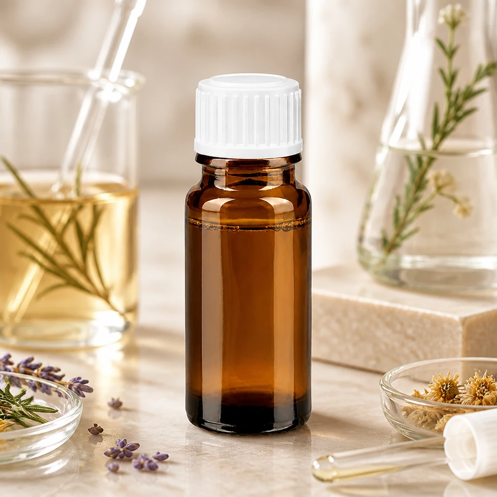 Lékárenská láhev hnědá 10ml šroubovací uzávěr bílý standardní Braune Glasflasche 10ml mit weißem 11mm Verschluss für Aromatherapie und Naturheilkunde