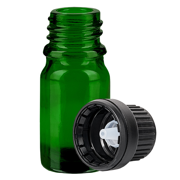 5ml lahvička s kapátkem 2mm černá tamper-evidentní uzávěr GreenLine UT18/5 5ml lahvička s kapátkem 2mm černá tamper-evidentní uzávěr GreenLine UT18/5