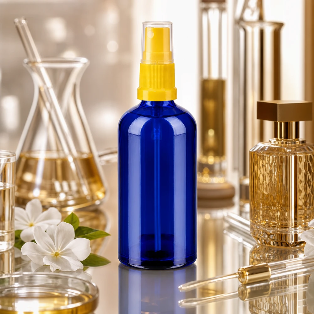 Premium 100ml Sprühbehälter aus UV-beständigem Kobaltglas für professionelle Aromamischungen