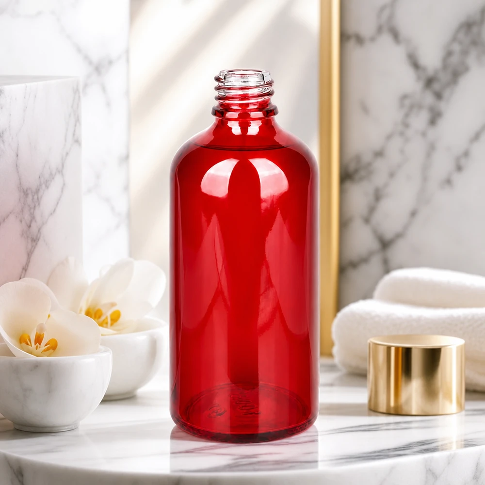 100ml lékárenská láhev RedLine UT18/100 UNiTWIST RedLine Glasflasche 100ml mit lichtschützenden Eigenschaften durch intensive rote Glasfärbung