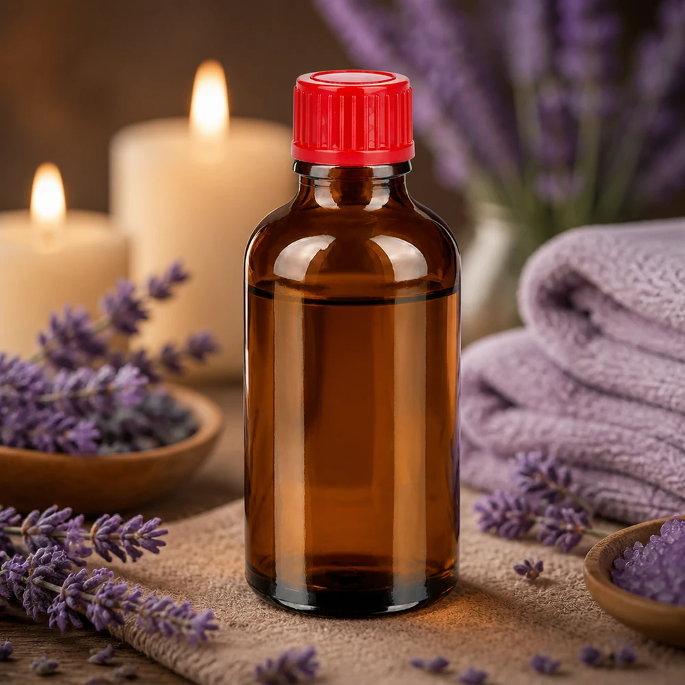 50ml láhev 11mm šroubovací uzávěr červená Standard BrownLine UT18/50 Lichtgeschützte 50ml Glasflasche mit festem Verschluss für sichere Aufbewahrung von Tinkturen