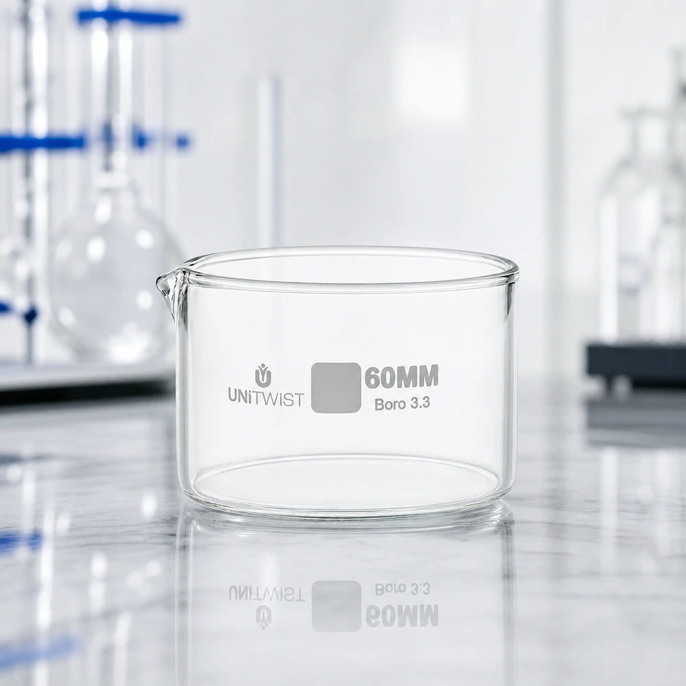 Krystalizační miska ø60 mm z borosilikátového skla UNiTWIST Hitzebeständige Kristallisierschale 60mm Borosilikatglas UNiTWIST für chemische Laboranwendungen