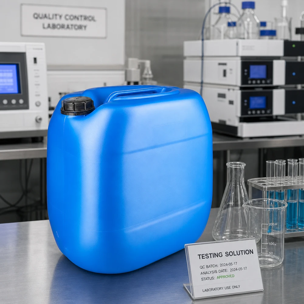 Rechteckiger Transportkanister 30 Liter blau mit sicherem OV-Deckel für industrielle Flüssigkeiten