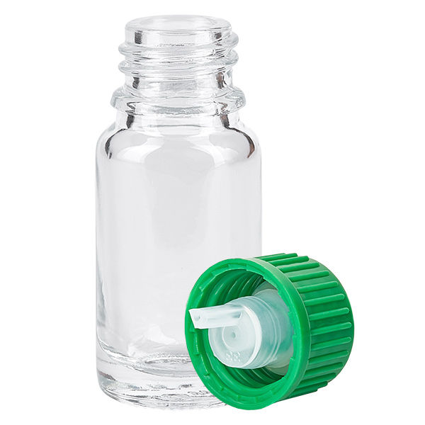 10ml lahvička s kapátkem 0,8 mm zelená standardní uzávěr ClearLine UT18/10 10ml lahvička s kapátkem 0,8 mm zelená standardní uzávěr ClearLine UT18/10