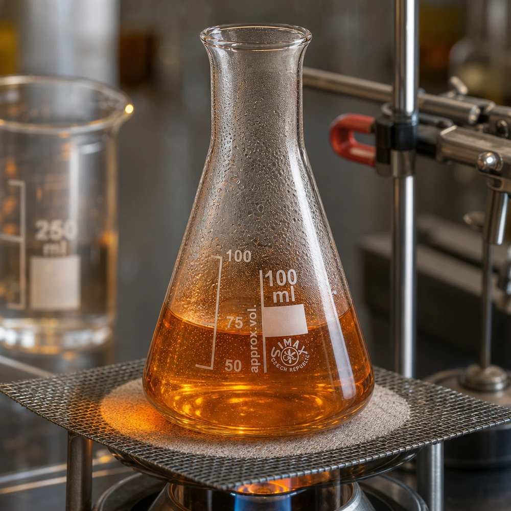 Erlenmeyerova baňka 100 ml s úzkým hrdlem Robuster 100ml Erlenmeyerkolben Enghals mit breiter Basis für sichere Aufbewahrung im Laborständer