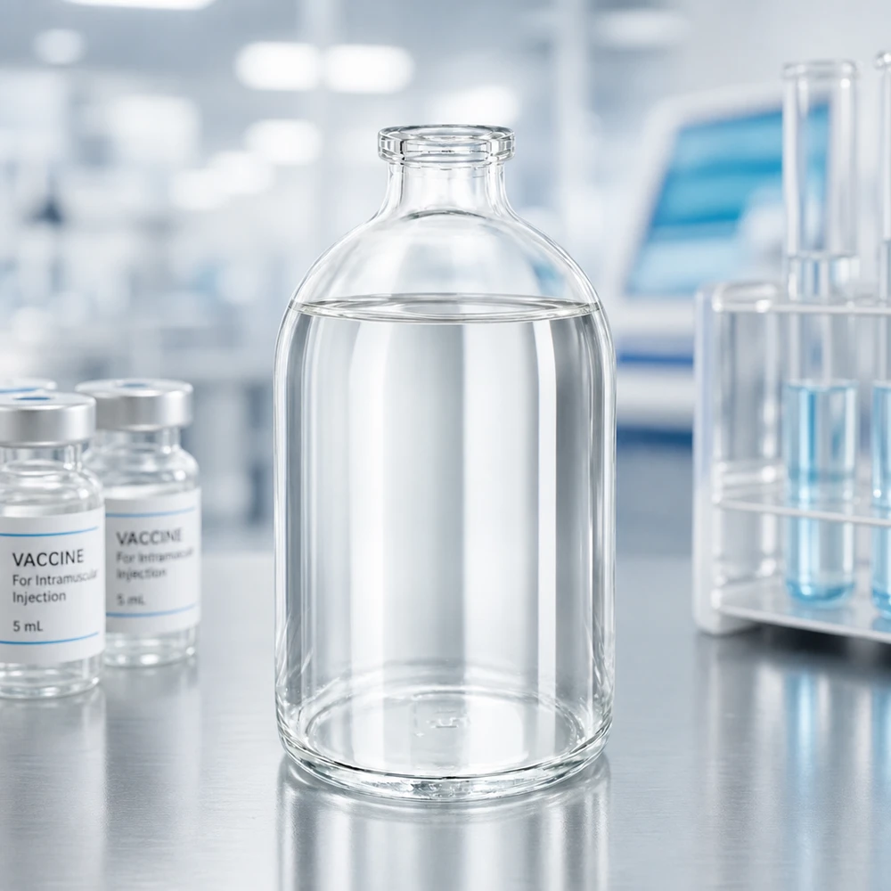 Injekční láhev z čirého skla 100ml Laborgerechte Glasflasche 100ml für Injektionslösungen mit hoher chemischer Beständigkeit