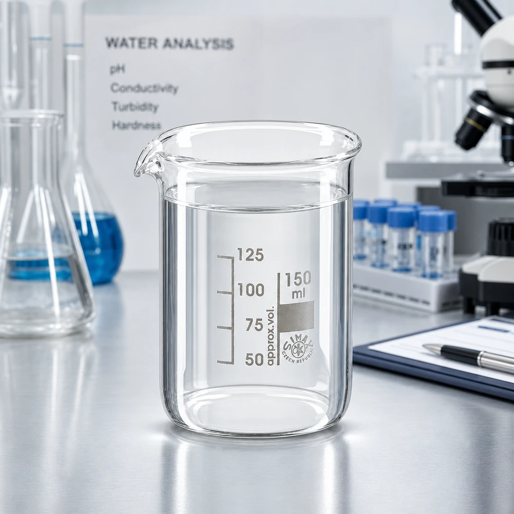 Kádinka 150ml z borosilikátového skla, nízký tvar Laborgeprüftes 150ml Becherglas aus temperaturschockresistentem Borosilikatglas
