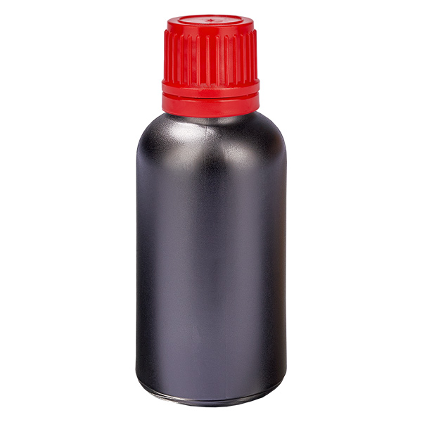 30ml láhev 11mm šroubovací uzávěr červený uzávěr s ochranou proti manipulaci BlackLine UT18/30 30ml láhev 11mm šroubovací uzávěr červený uzávěr s ochranou proti manipulaci BlackLine UT18/30