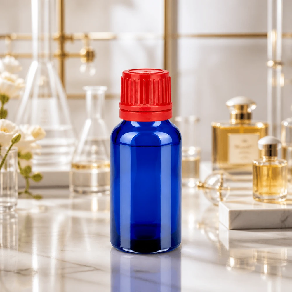 20ml láhev 11mm šroubovací uzávěr červený tamper-evidentní uzávěr BlueLine UT18/20 20ml láhev 11mm šroubovací uzávěr červený tamper-evidentní uzávěr BlueLine UT18/20