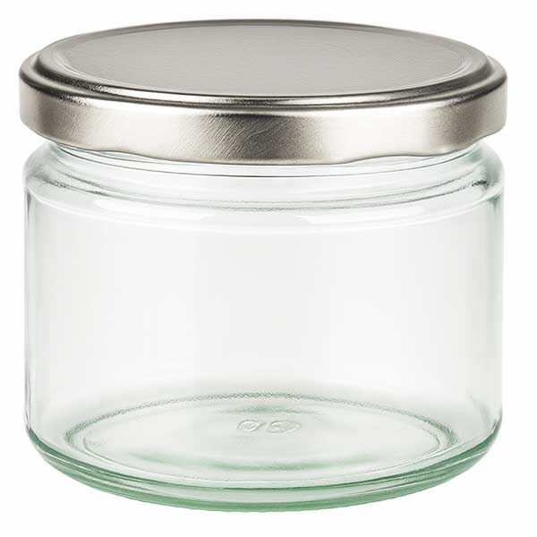 330ml kulatá skleněná nádoba s víčkem BasicSeal stříbrná UNiTWIST.