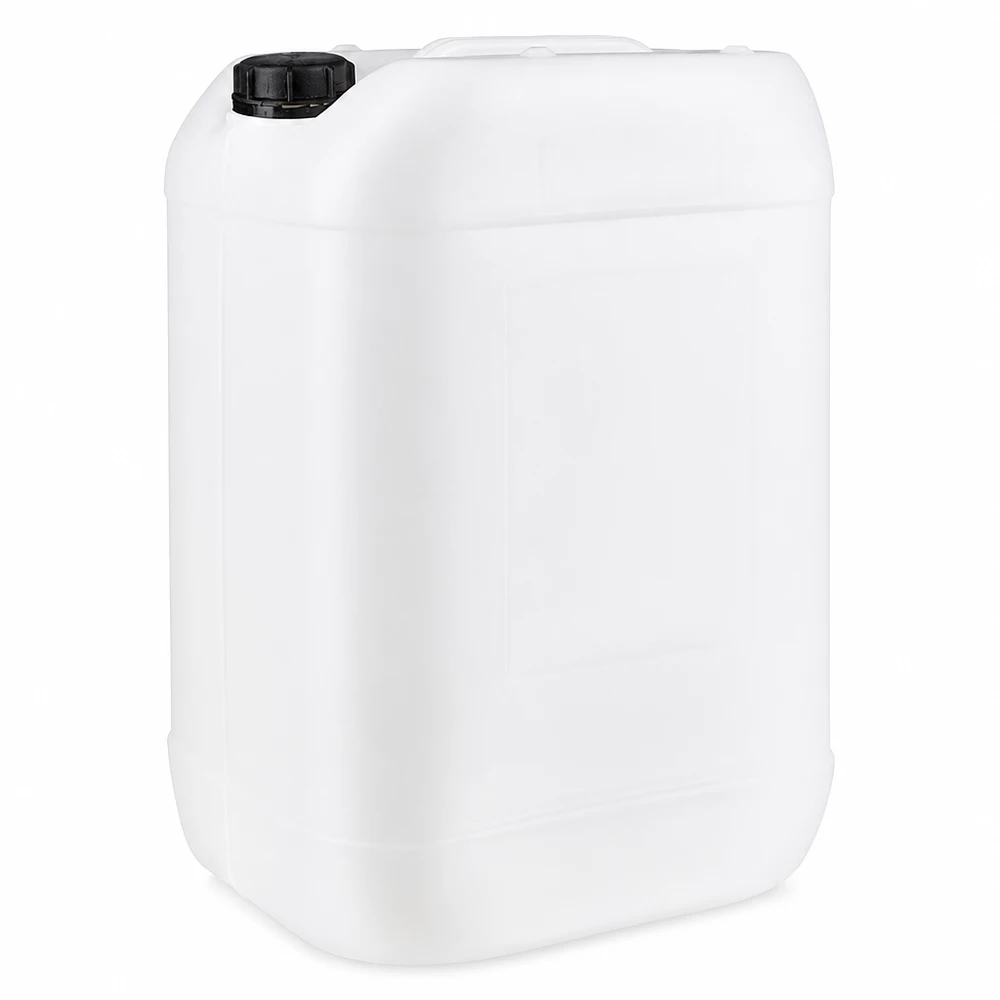 Kanystr 25 litrů se šroubovacím uzávěrem s ochranou proti manipulaci. 25 Liter HDPE Kanister natur-weiß mit auslaufsicherem Schraubverschluss